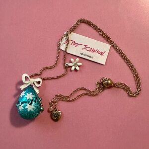 NWT✨ Betsey Johnson Blue Spring Flowers Easter Duck Egg Locket Charm Necklace